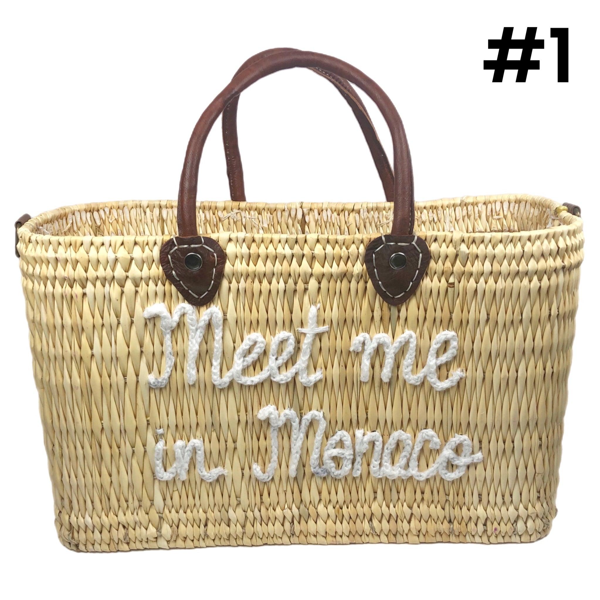 MEET ME IN MONACO LEATHER HANDLE REED BAG