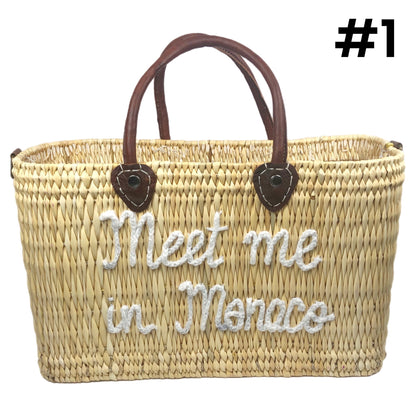 MEET ME IN MONACO LEATHER HANDLE REED BAG