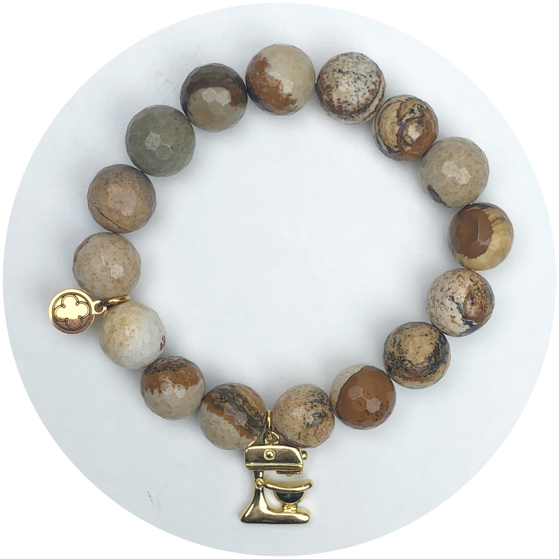 Buttersand Stone with Gold Mixer Pendant
