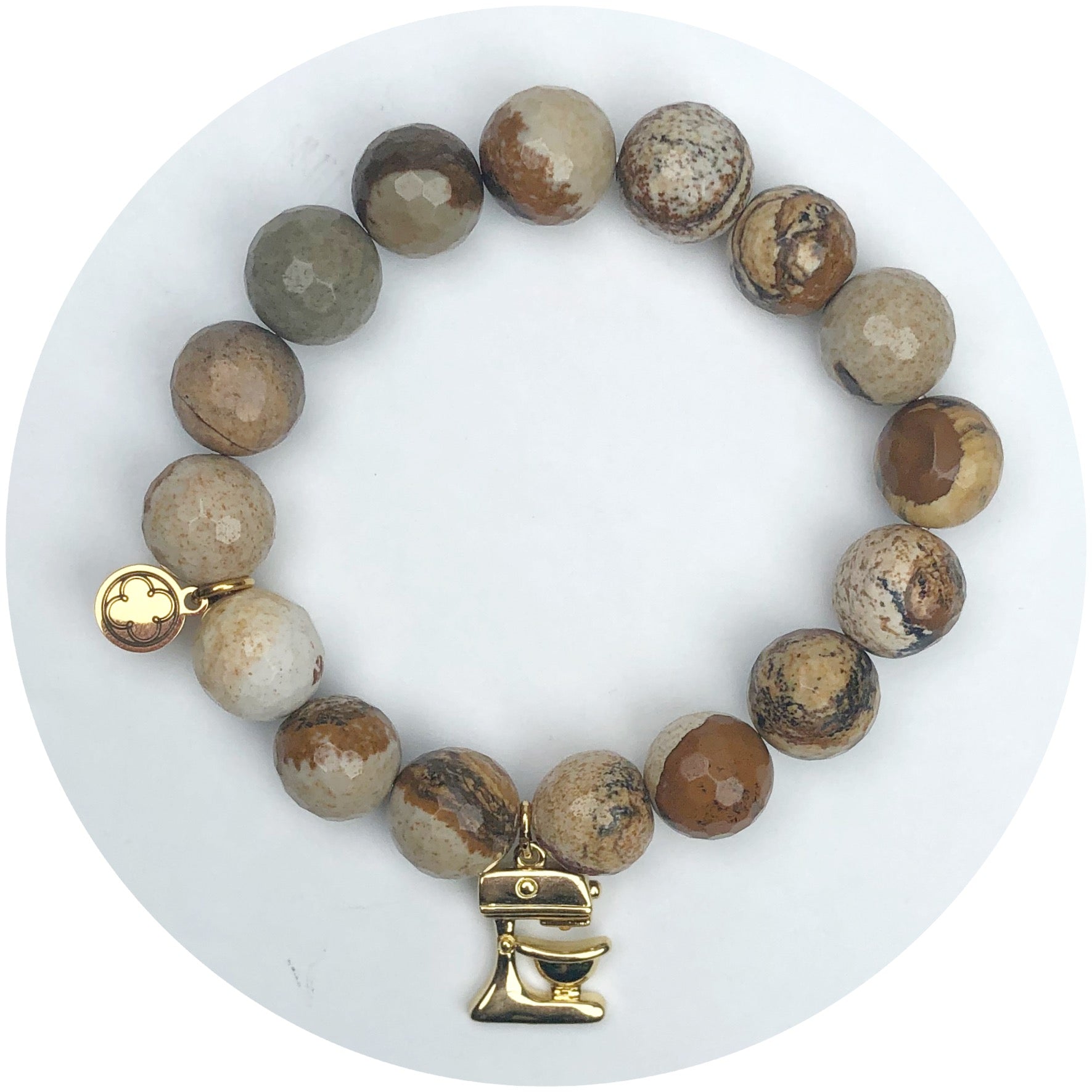 Buttersand Stone with Gold Mixer Pendant