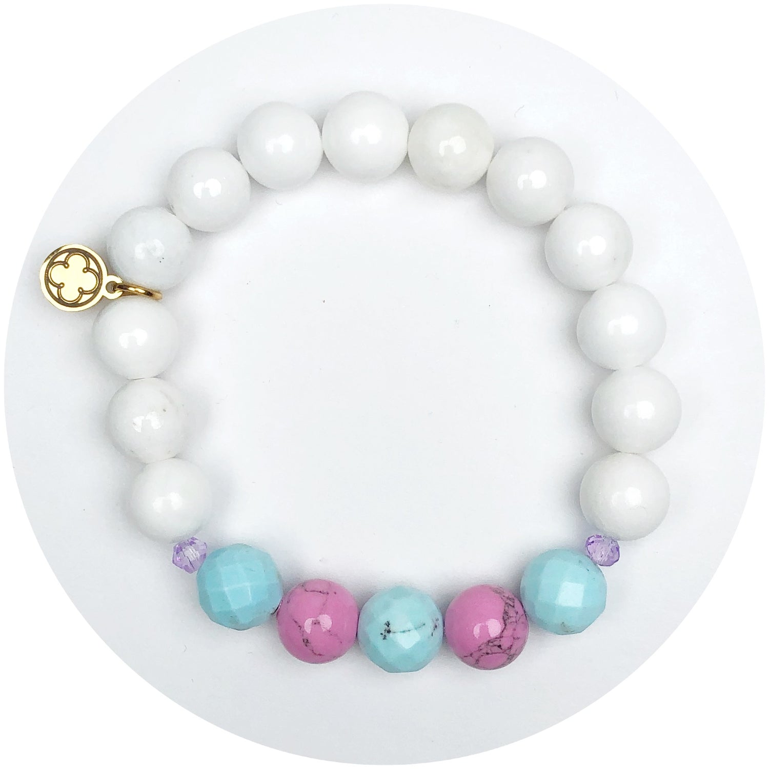 Frost Jade and Mixed Cotton Blend with Lilac Spacers