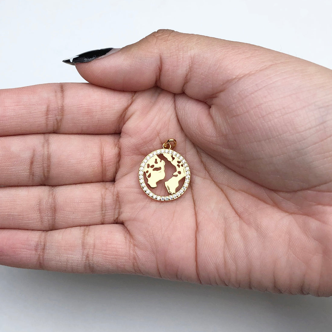 Gold Pavé World Pendant