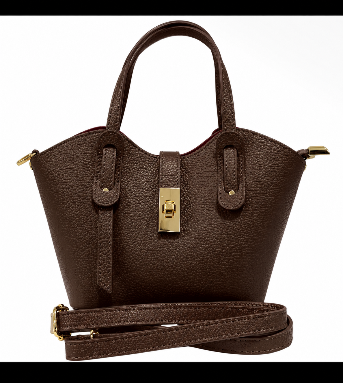 Alessia Brown Mini Leather Tote with Crossbody Strap