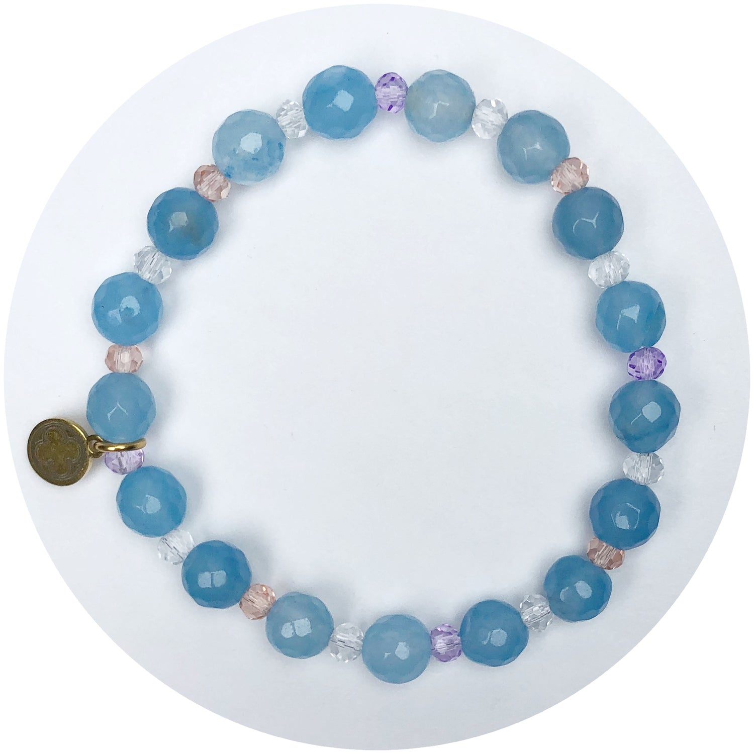 Lagoon Blue Jade with Mixed Cotton Crystal Spacers