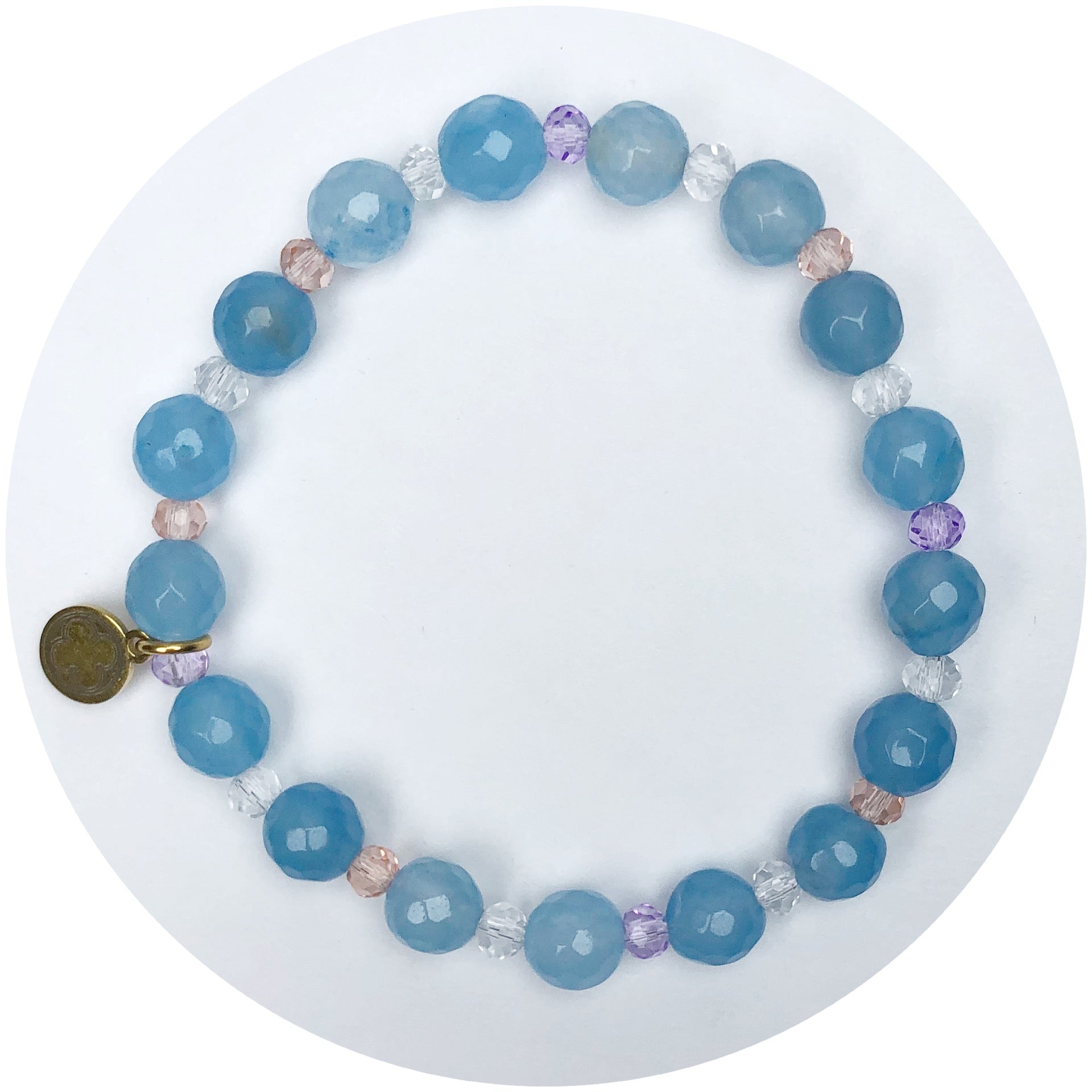 Lagoon Blue Jade with Mixed Cotton Crystal Spacers