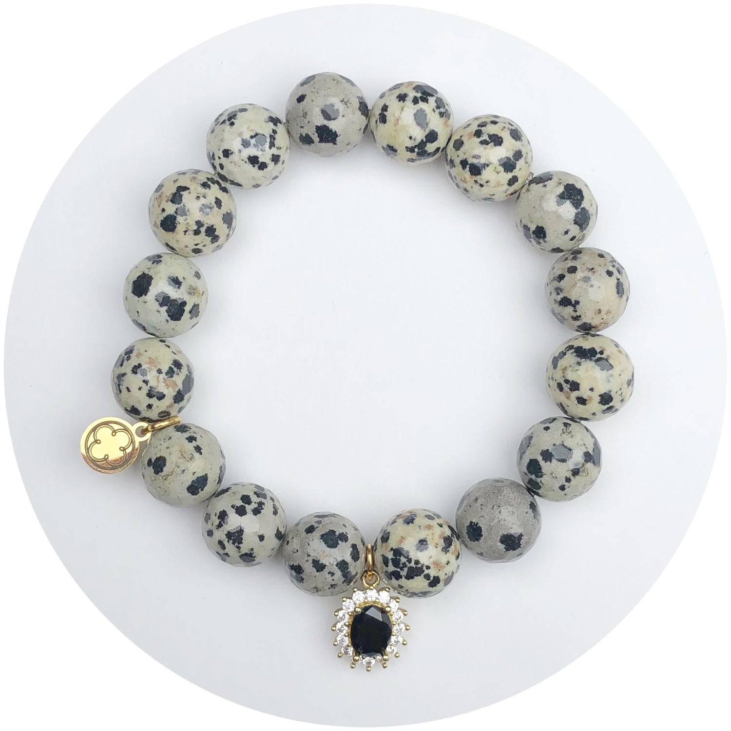 Dalmatian Jasper with Pavé Black Gold Crystal Star Pendant - Oriana Lamarca LLC