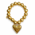Hammered 22k Gold Plated Brass with Large Pavé Gold Heart Pendant on white studio background