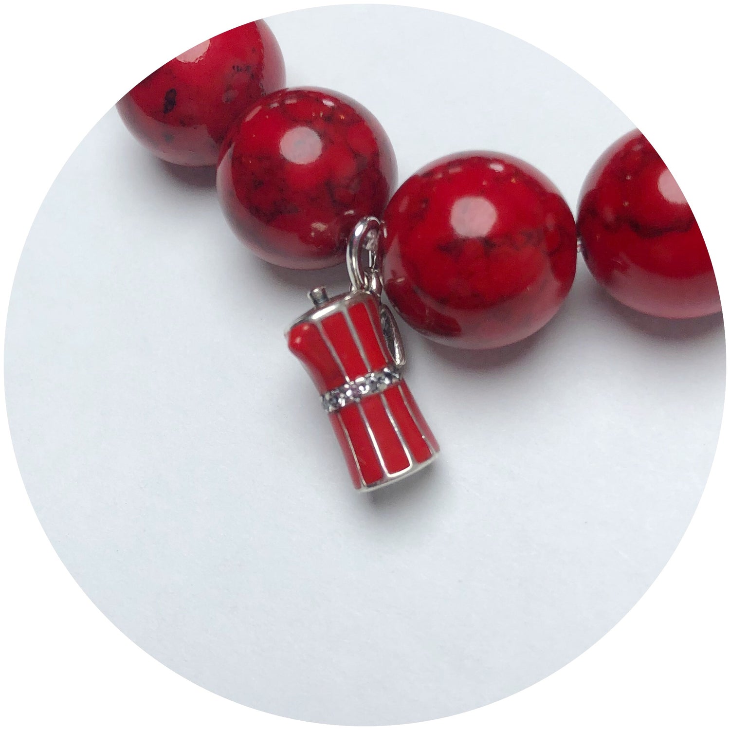 Red Howlite with Red Enamel Moka Pot