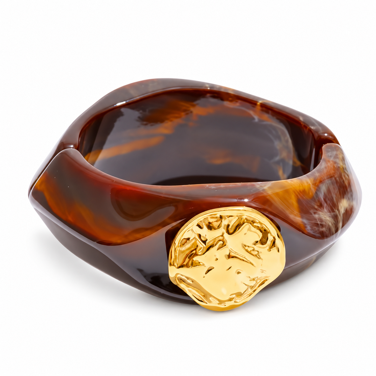 Giada Brown Hinged Bangle on a white background