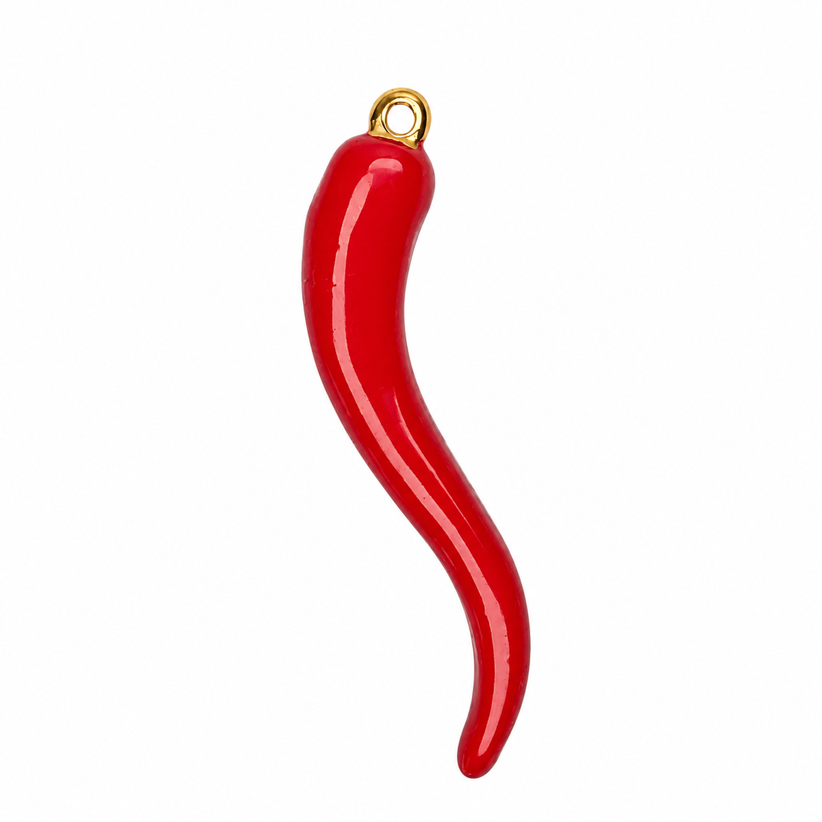 Large Red Horn Cornicello Pendant on a white background