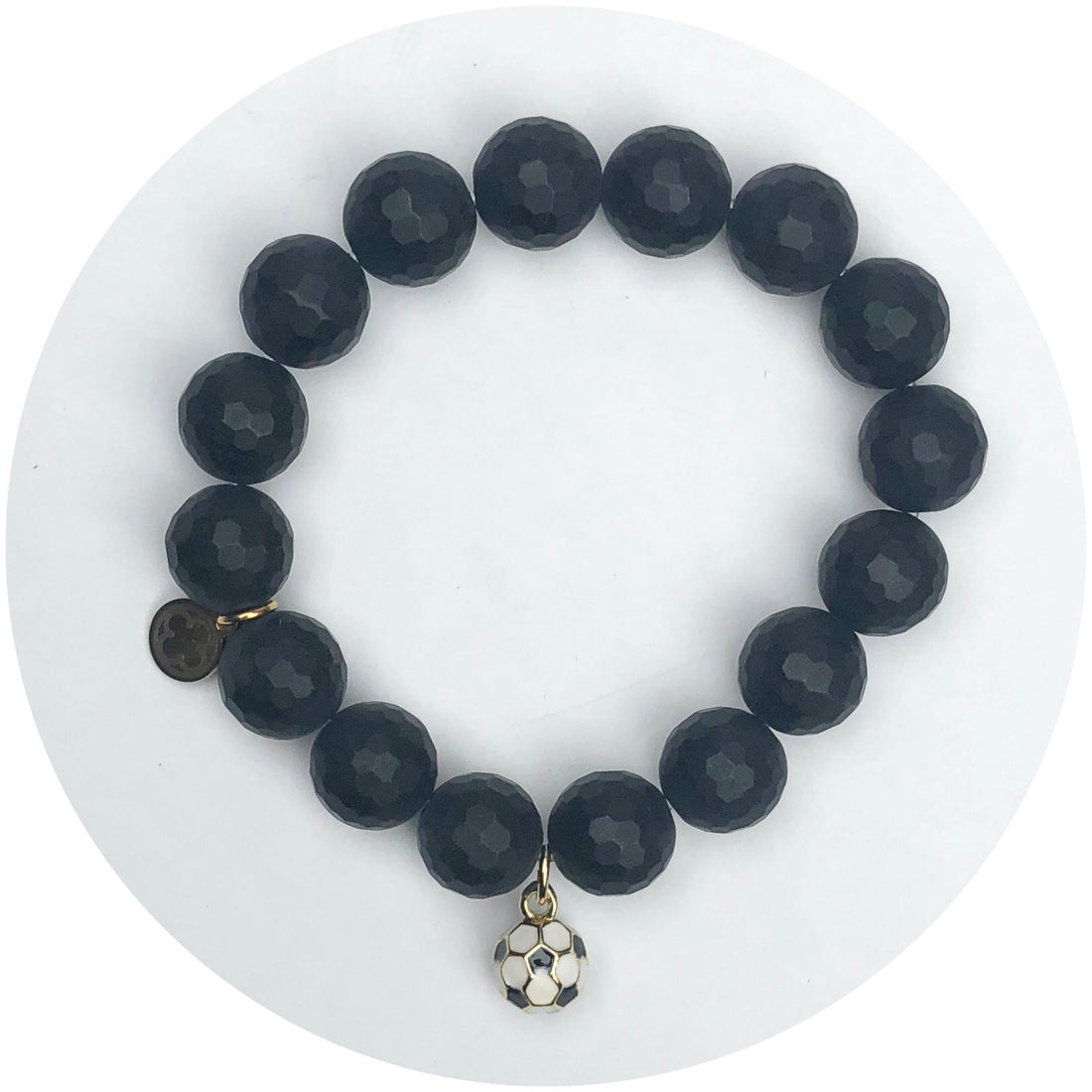 Matte Black Onyx with Soccer Ball Pendant