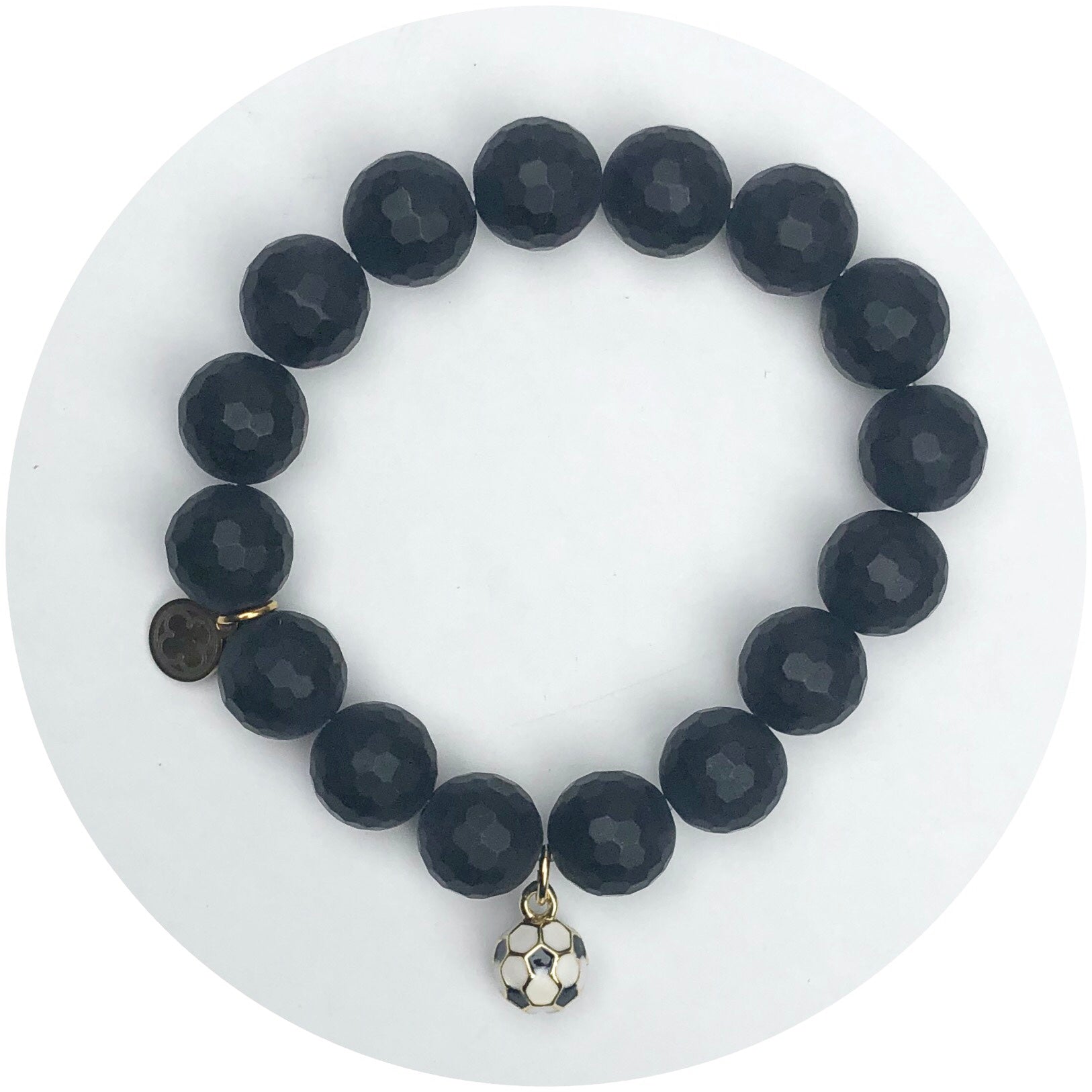 Matte Black Onyx with Soccer Ball Pendant
