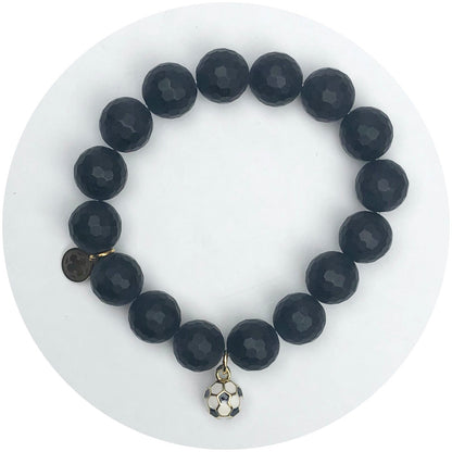 Matte Black Onyx with Soccer Ball Pendant
