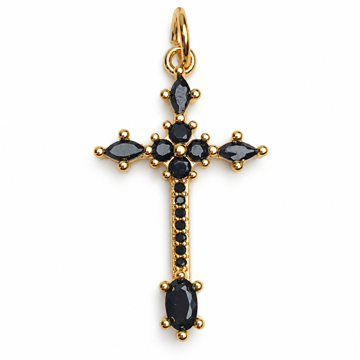 Black Pavé Cross Pendant on a white background