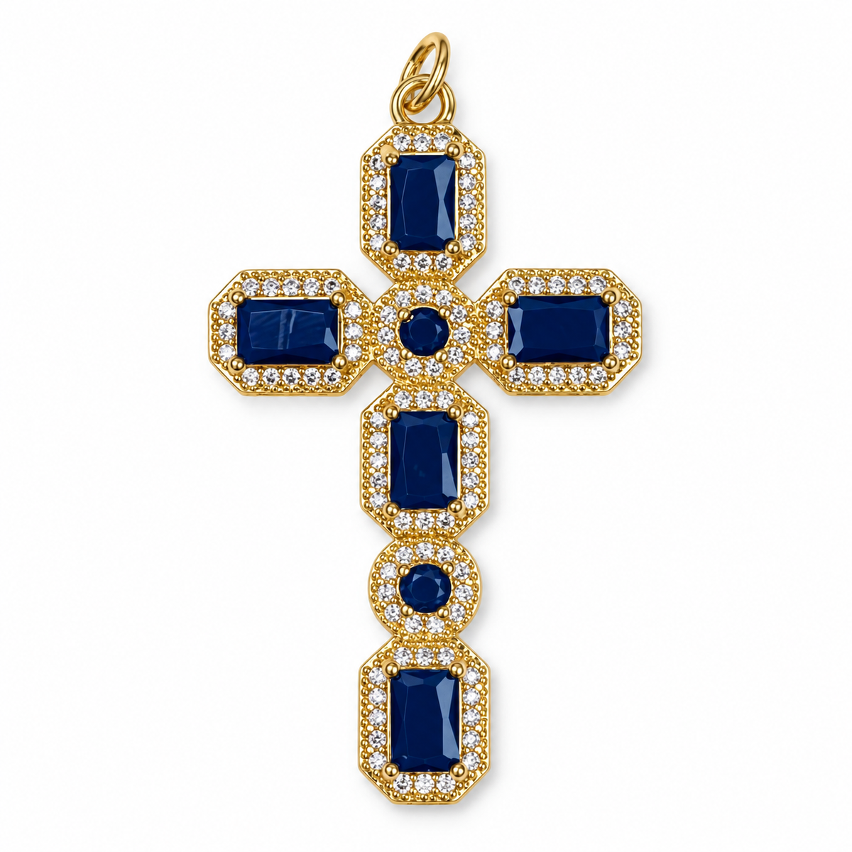 Black Pavé Large Cross Pendant on a white background