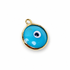 Blue Glass Evil Eye Pendant on a white background