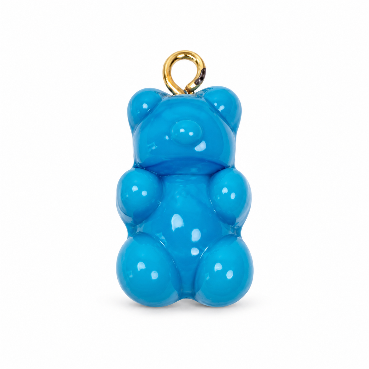 Blue Murano Glass Gummy Bear Pendant on a white background