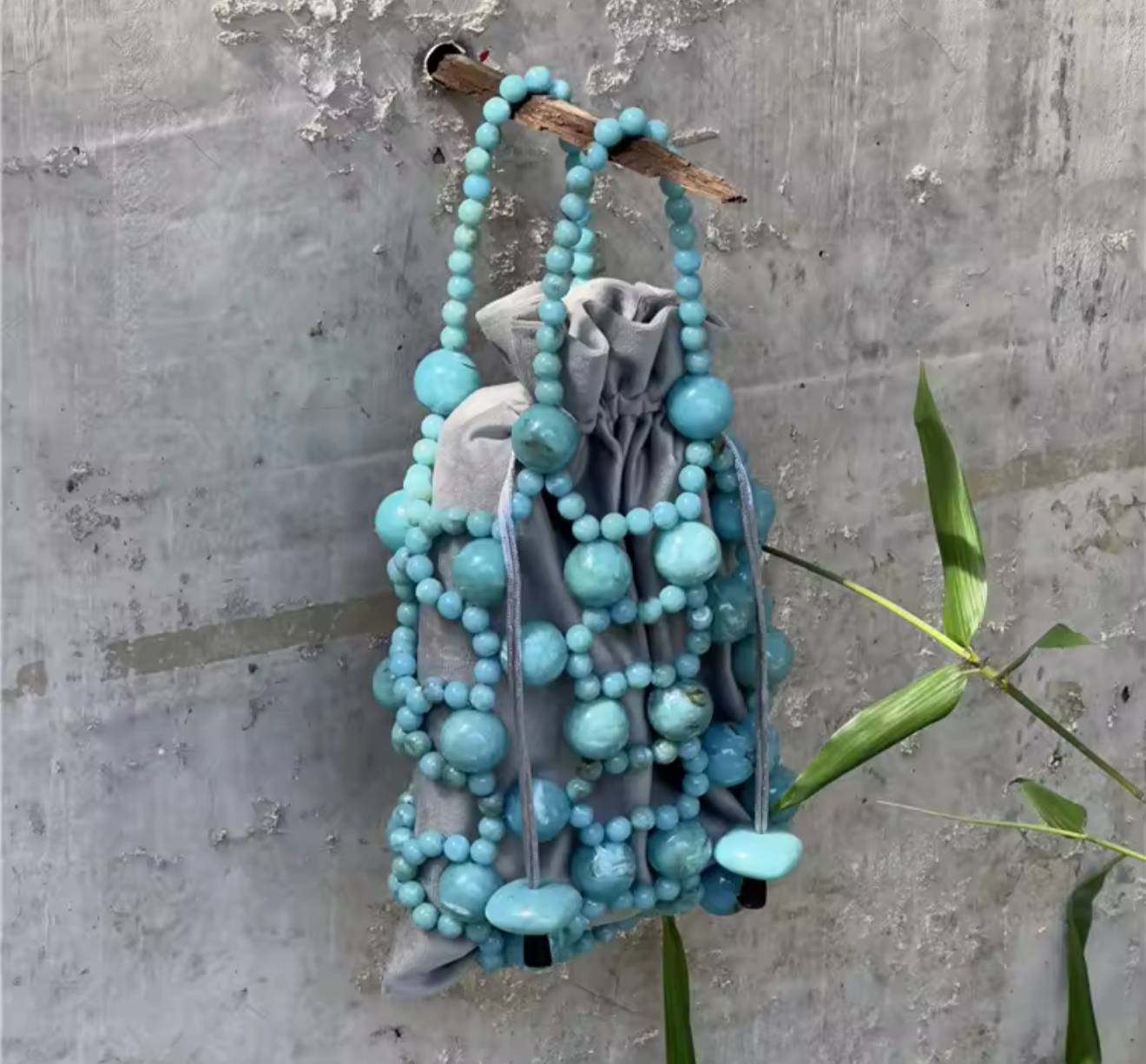 Gemma Turquoise Acrylic Beaded Tote