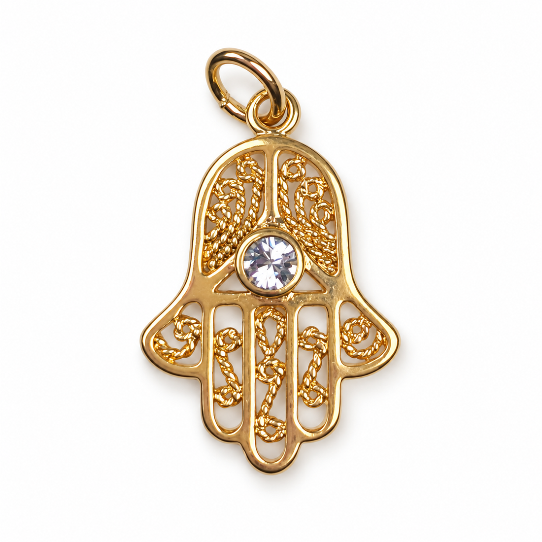 Gold Filigree Hamsa Pendant