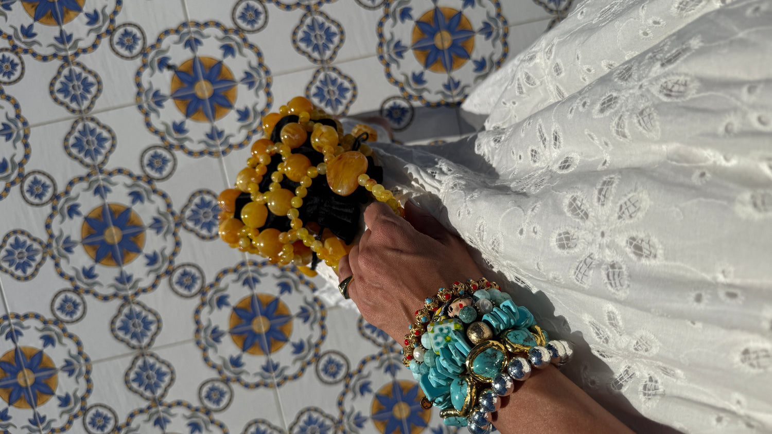 Gemma Amber Acrylic Beaded Tote