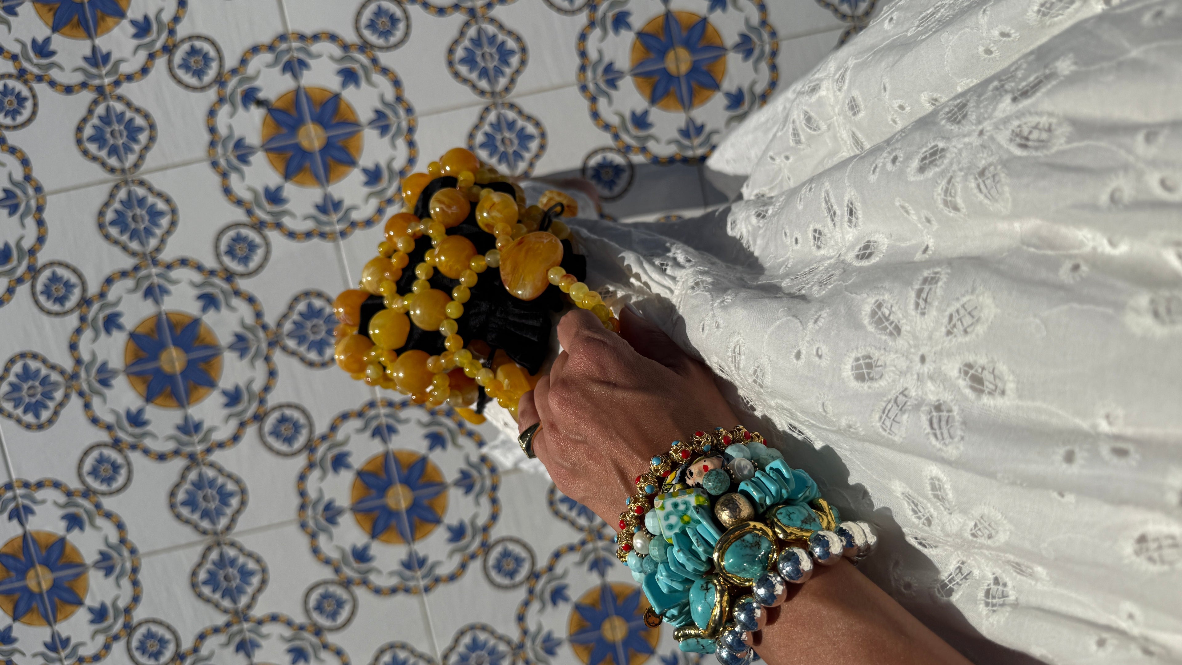 Gemma Amber Acrylic Beaded Tote