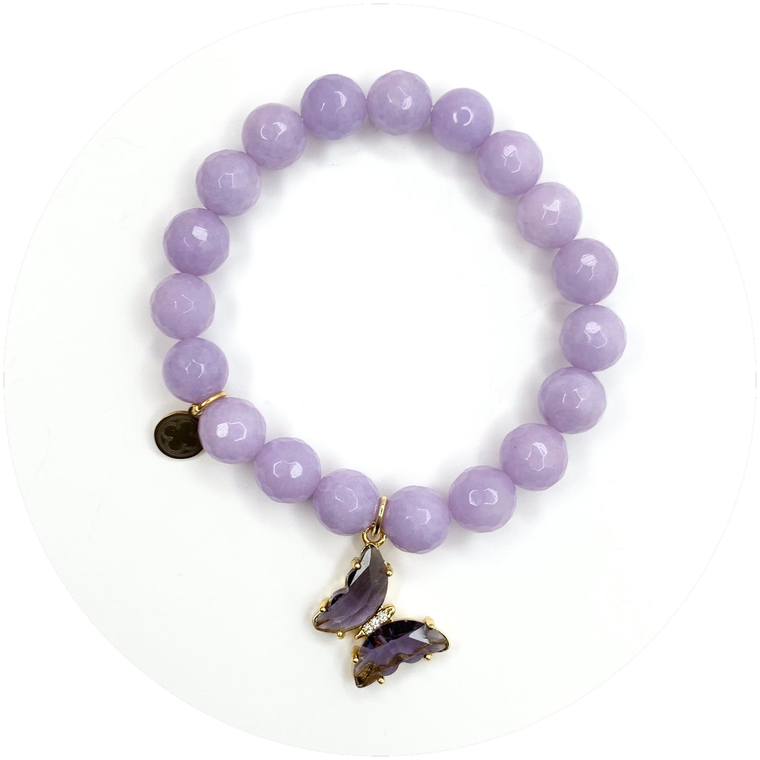 Lavender Jade &quot;Empowering Emi&quot; with Violet Glass Butterfly Pendant