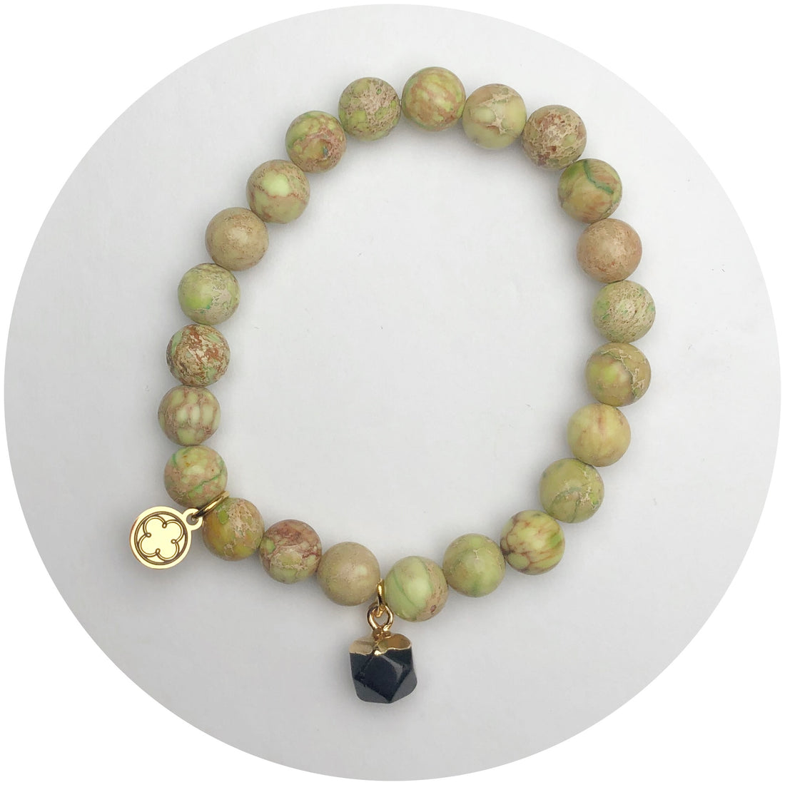 Light Matcha Jasper with Black Onyx Pendant