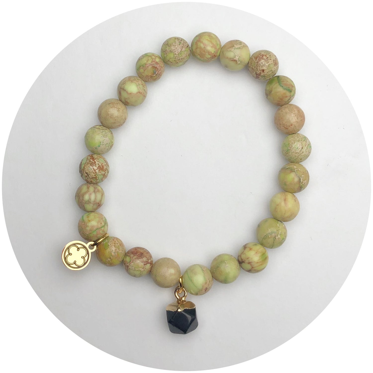 Light Matcha Jasper with Black Onyx Pendant