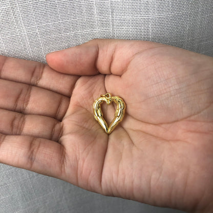 Gold Heart Angel Wings Pendant