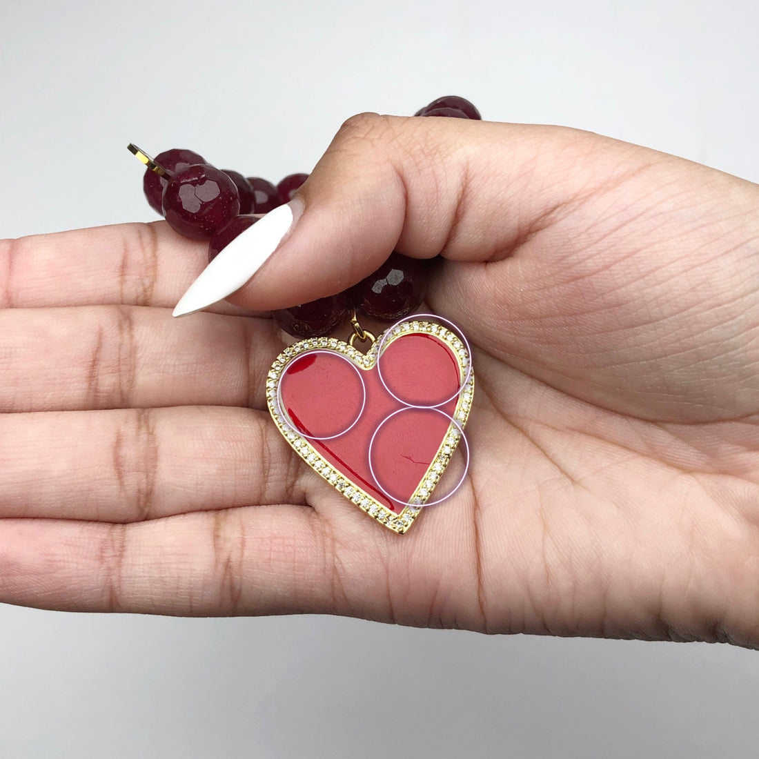 Cherry Crimson Jade with Red Heart Pendant