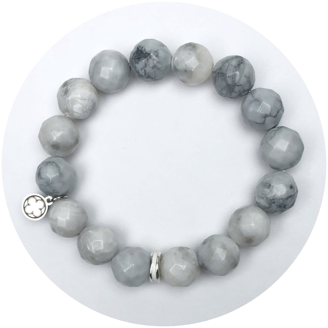 Smoky Frosted Marble With Silver Spacer