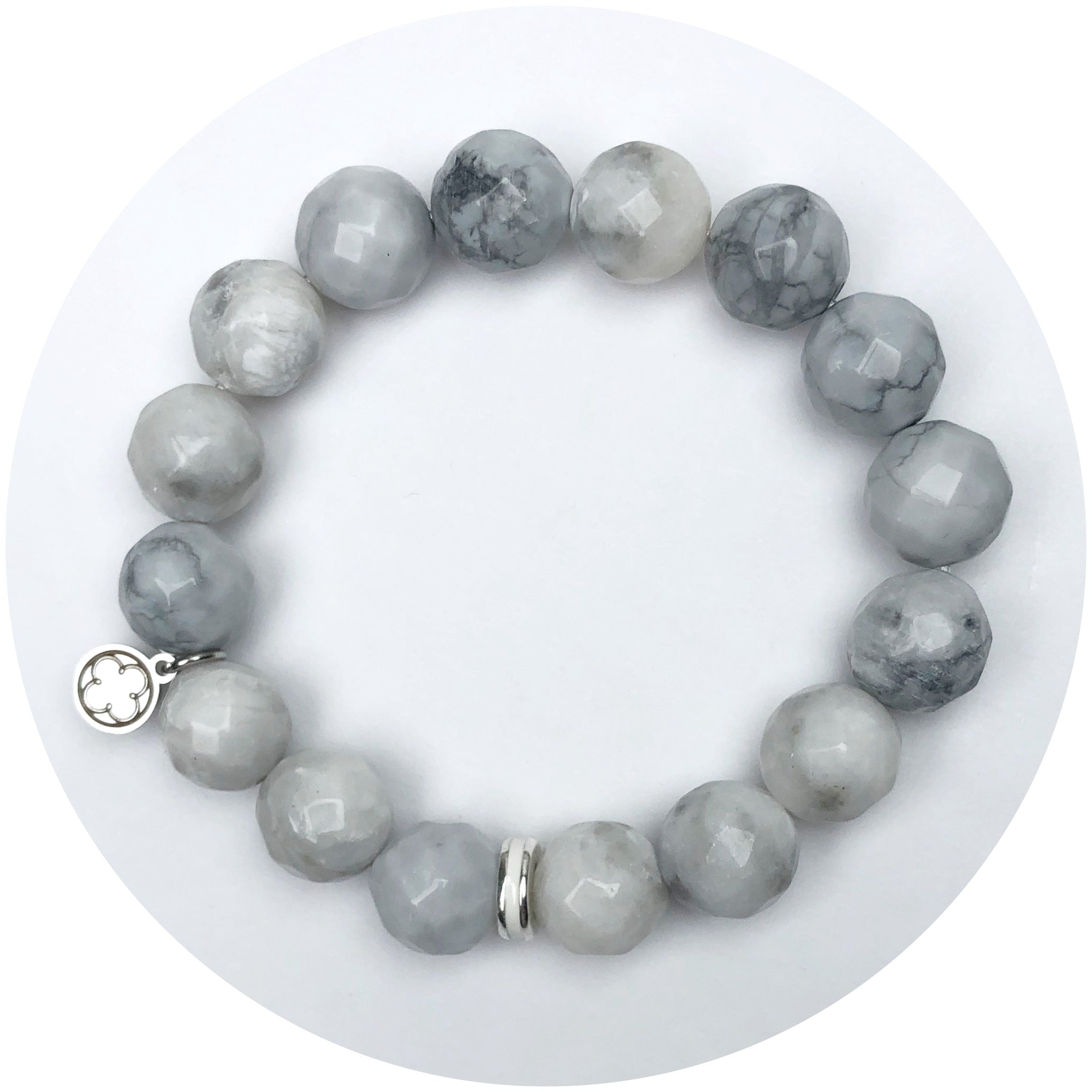 Smoky Frosted Marble With Silver Spacer