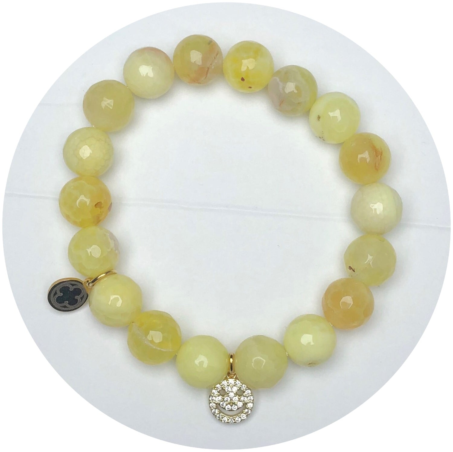 &quot;Smile, Be Happy&quot; Yellow Agate