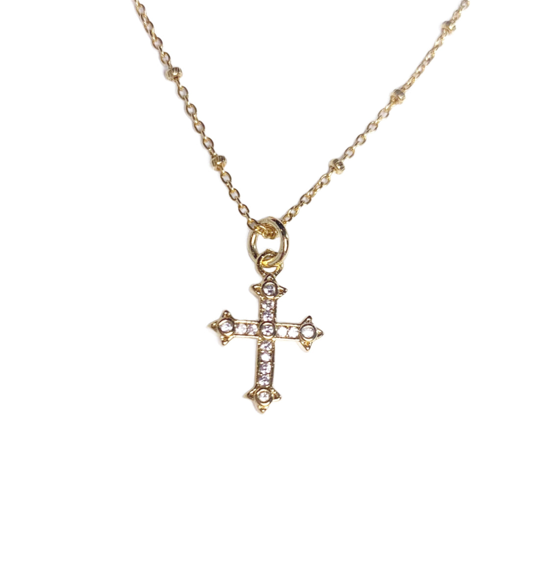 Mini Cross Pavé Necklace
