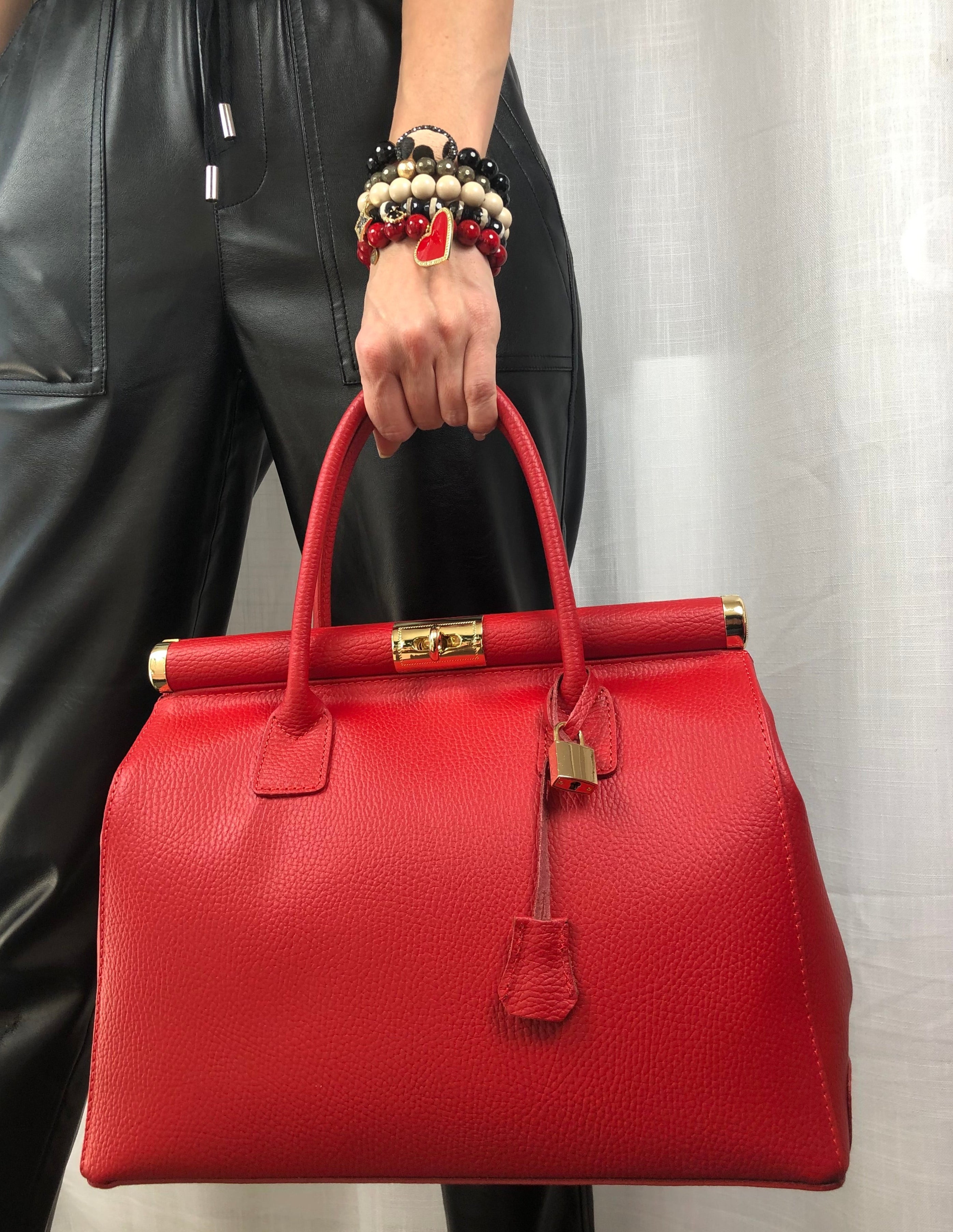 Caterina Red Leather Handbag