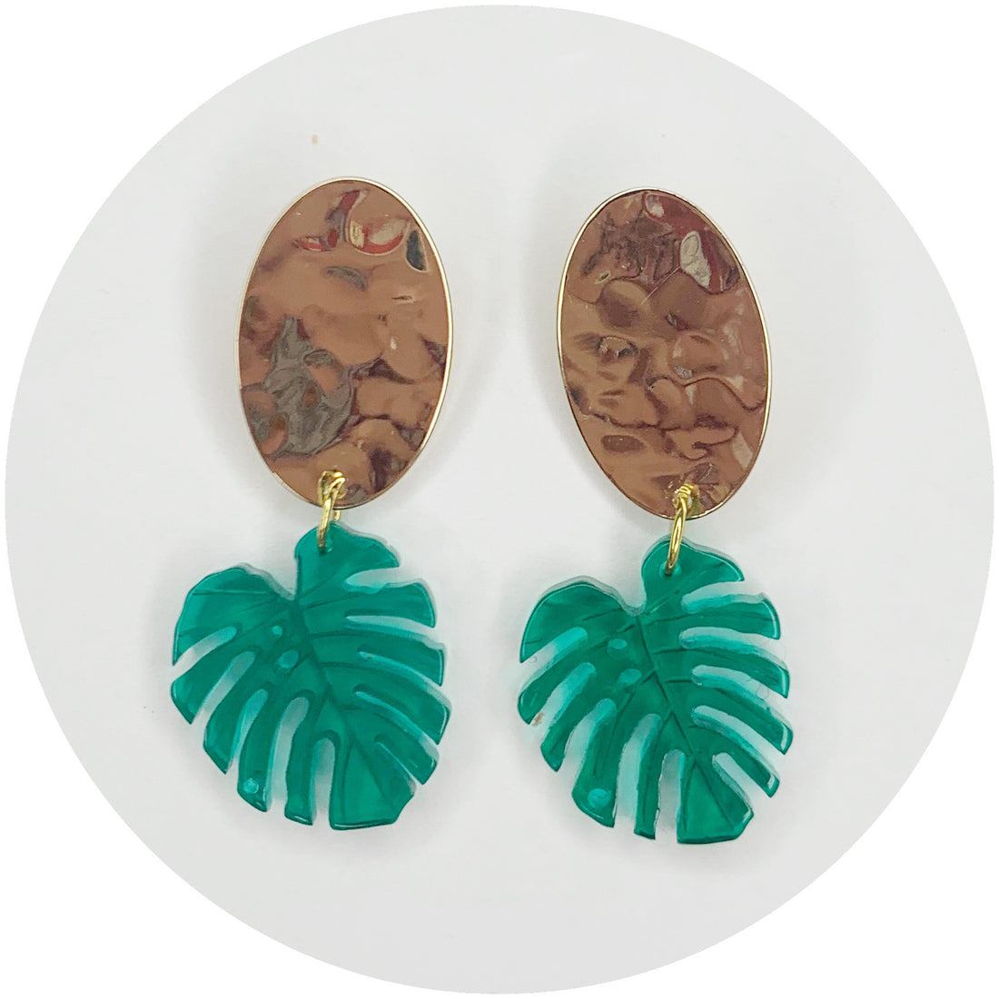 Isla Green Acrylic Palm Earrings