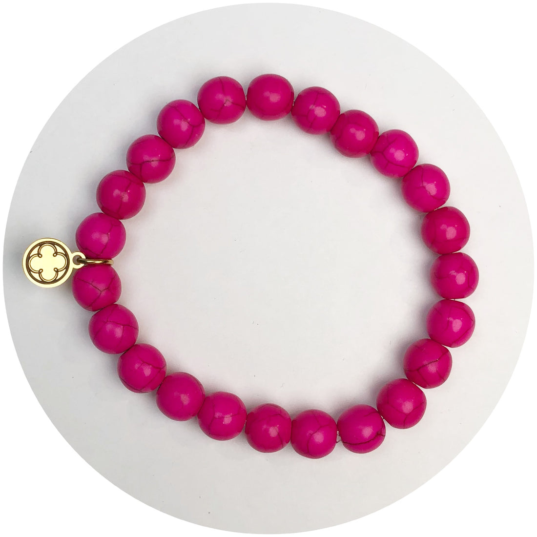 Hot Pink Howlite Beaded Bracelet