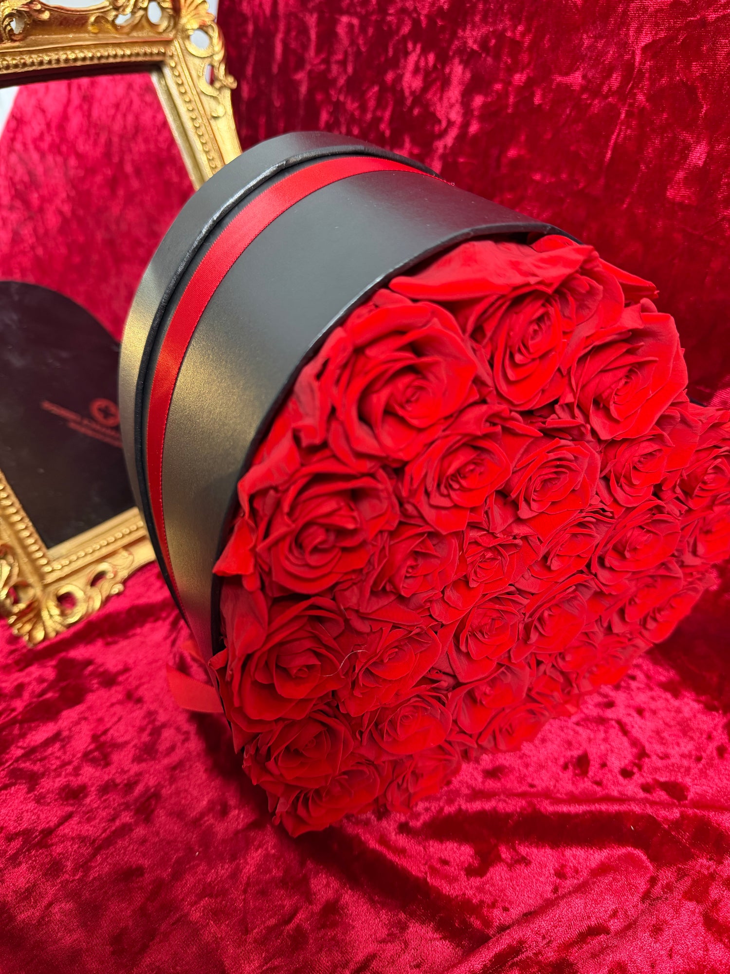 Luxe Red Roses with Black Heart Keepsake Box - Oriana Lamarca LLC