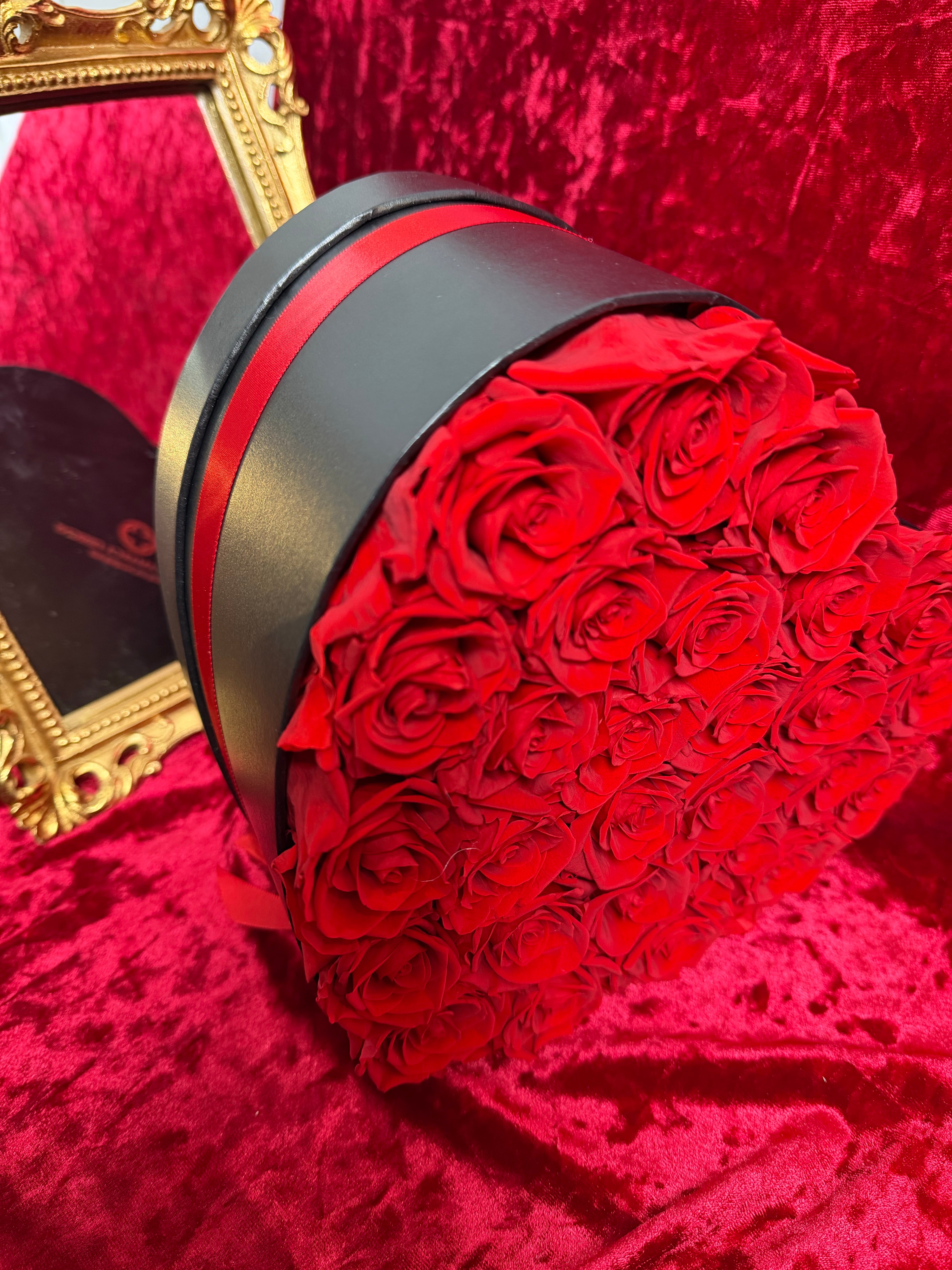 Luxe Red Roses with Black Heart Keepsake Box - Oriana Lamarca LLC