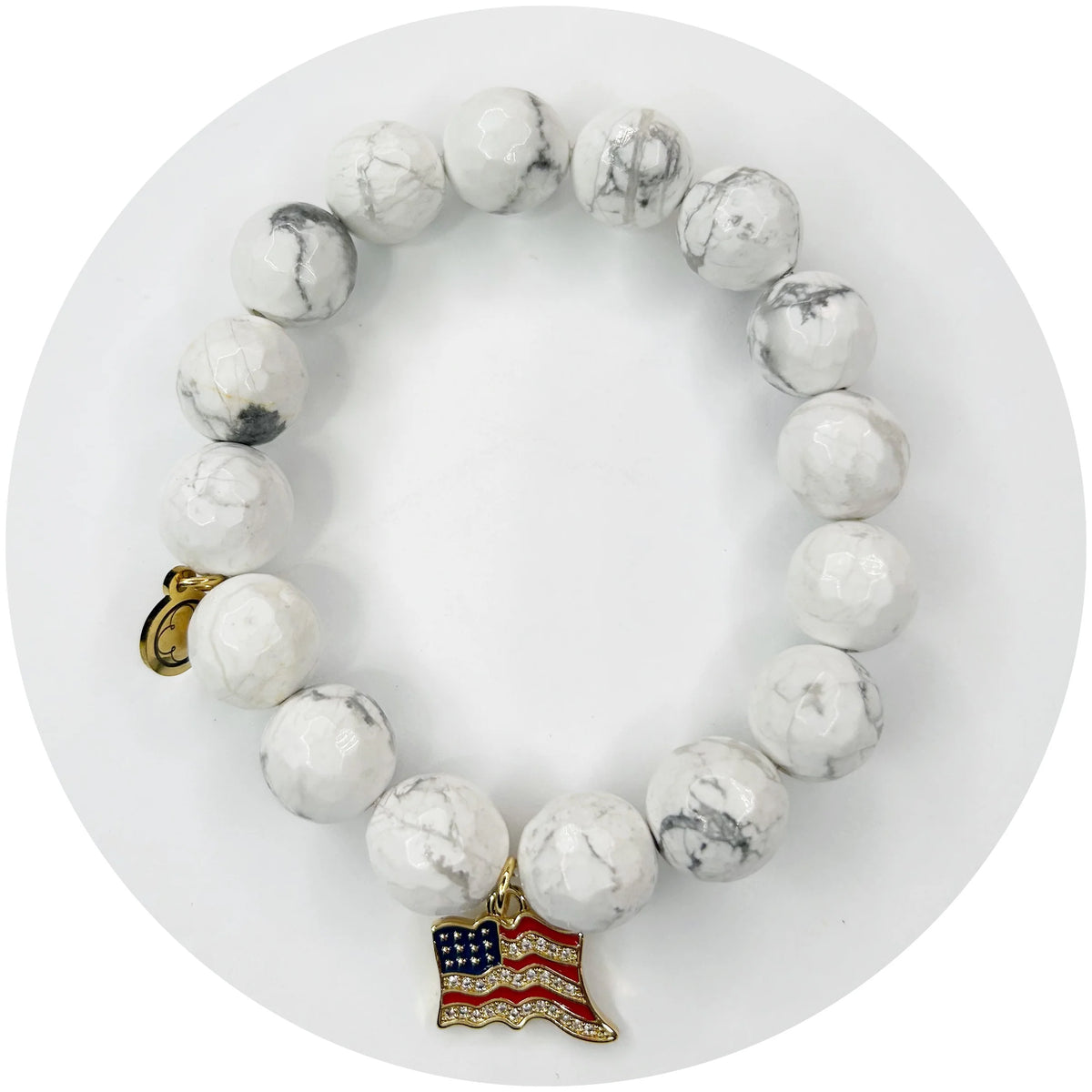White Howlite with American Flag Pendant