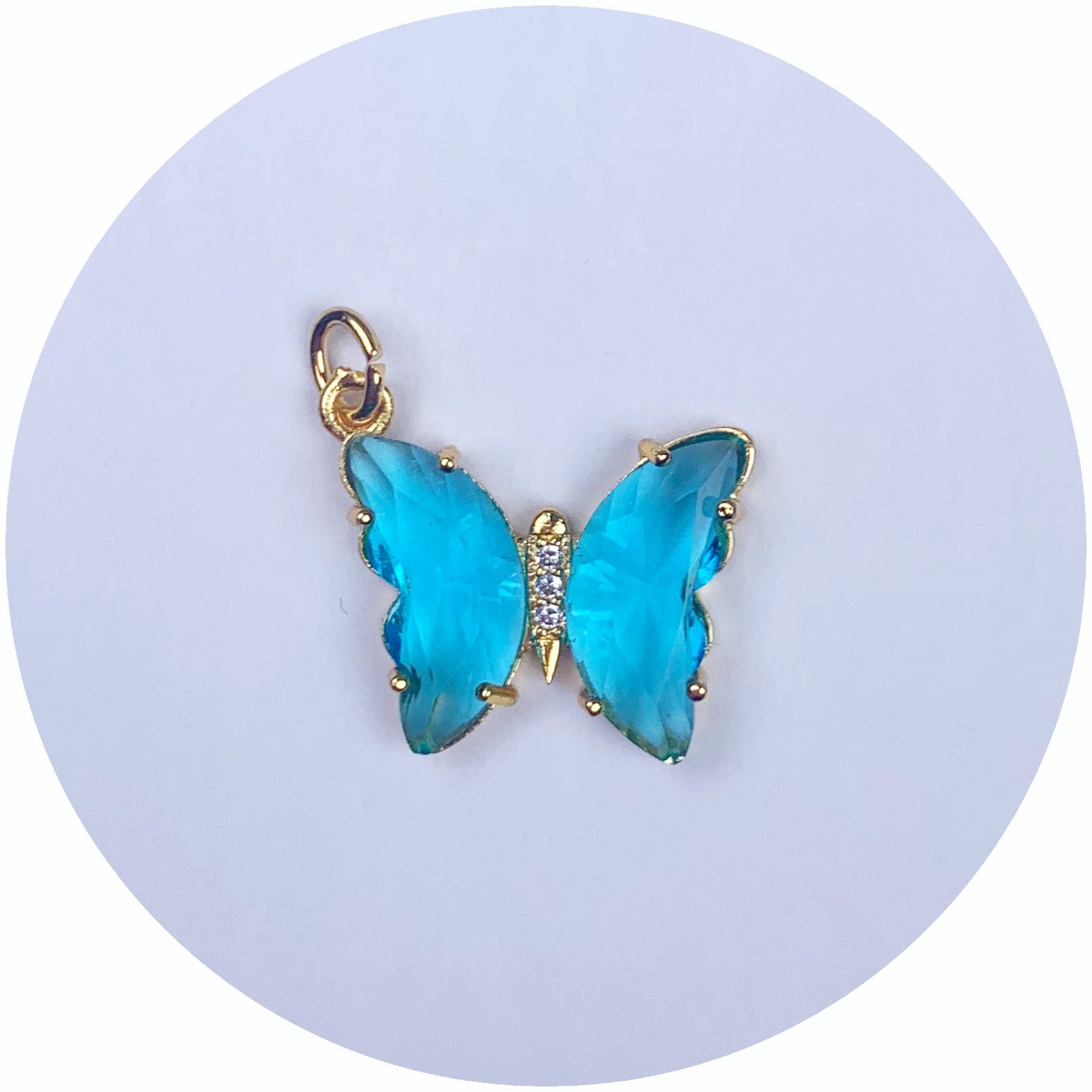 Aqua Glass Butterfly Pendant