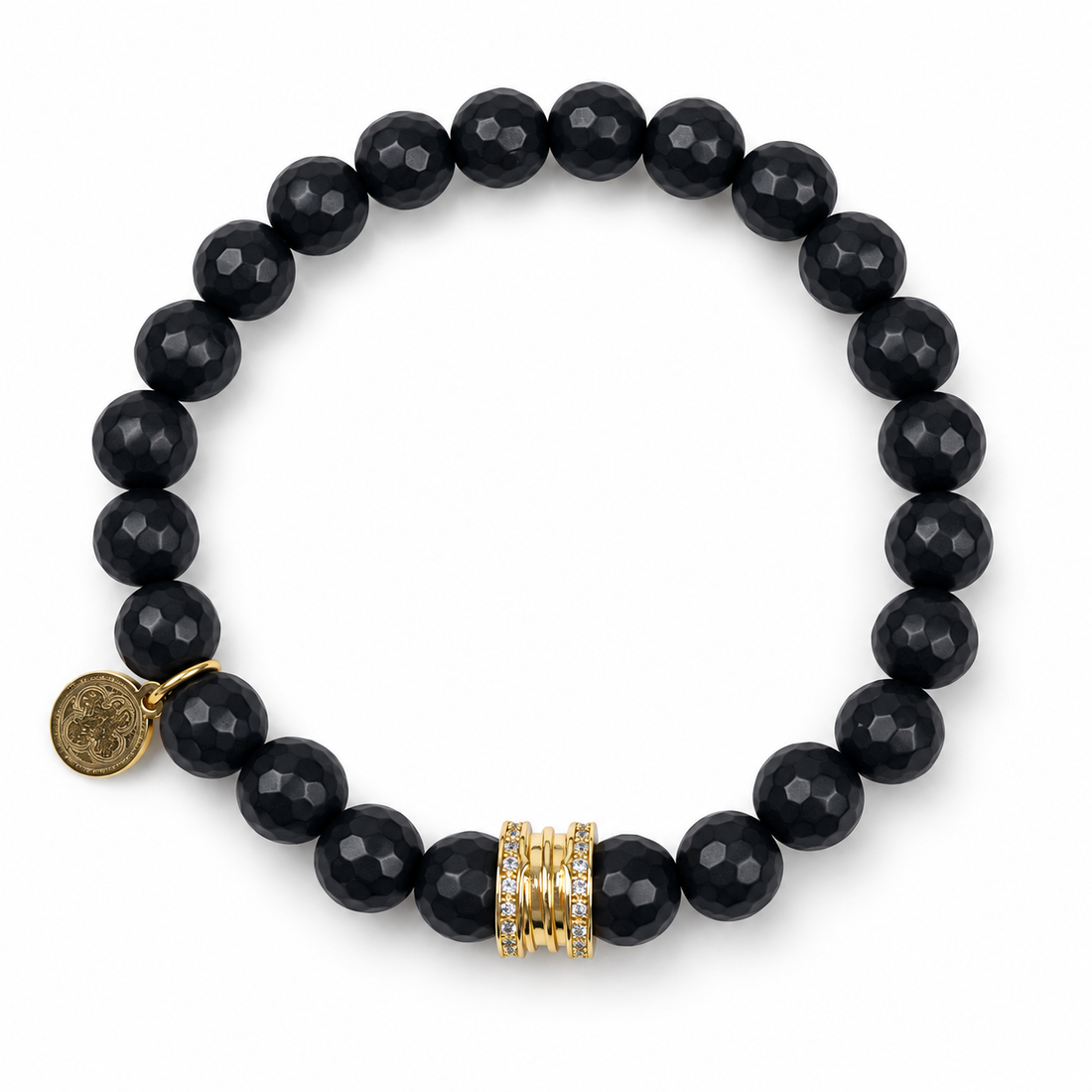Mens Matte Black Onyx with Pavé Luxe Spacer on white studio background
