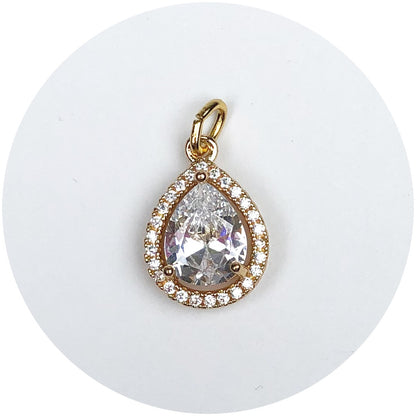 Pavé Gold Teardrop Pendant