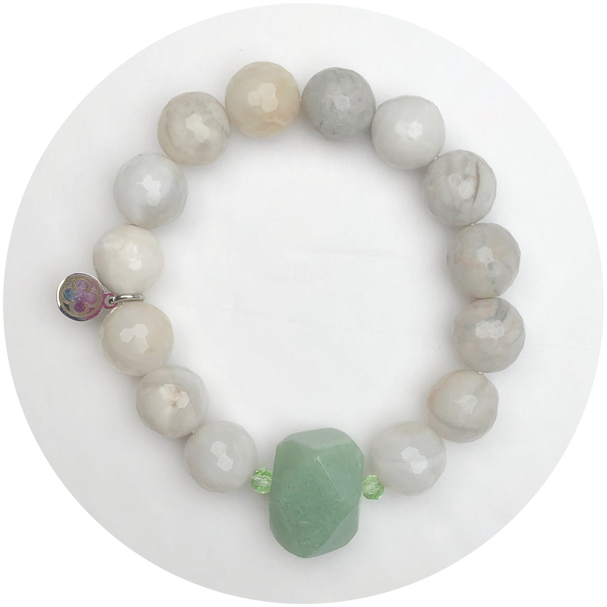 Milky Ivory Agate with Mint Jade Nugget