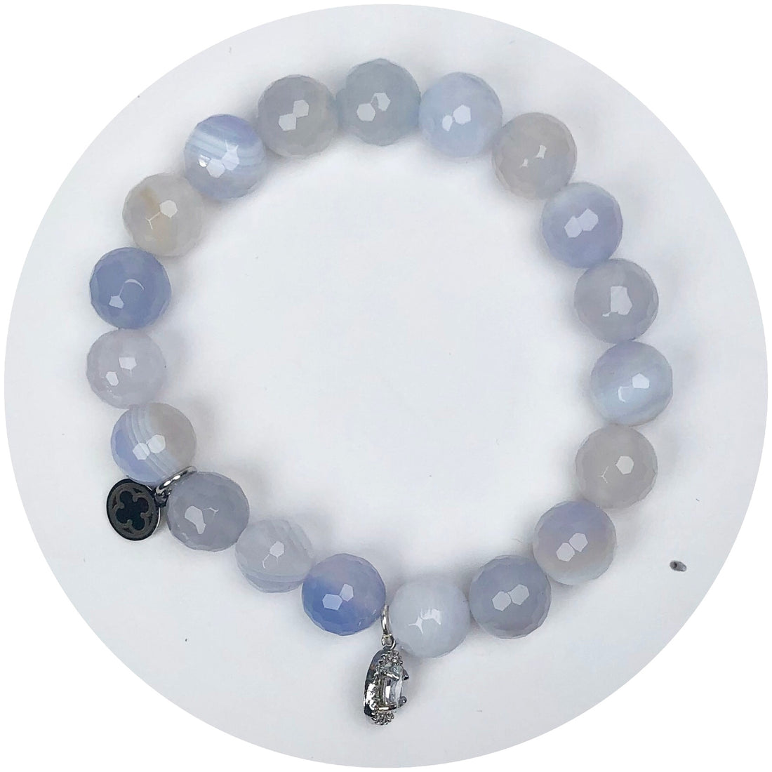 Fogged Periwinkle Jade with Pavé Clear Crystal Pendant