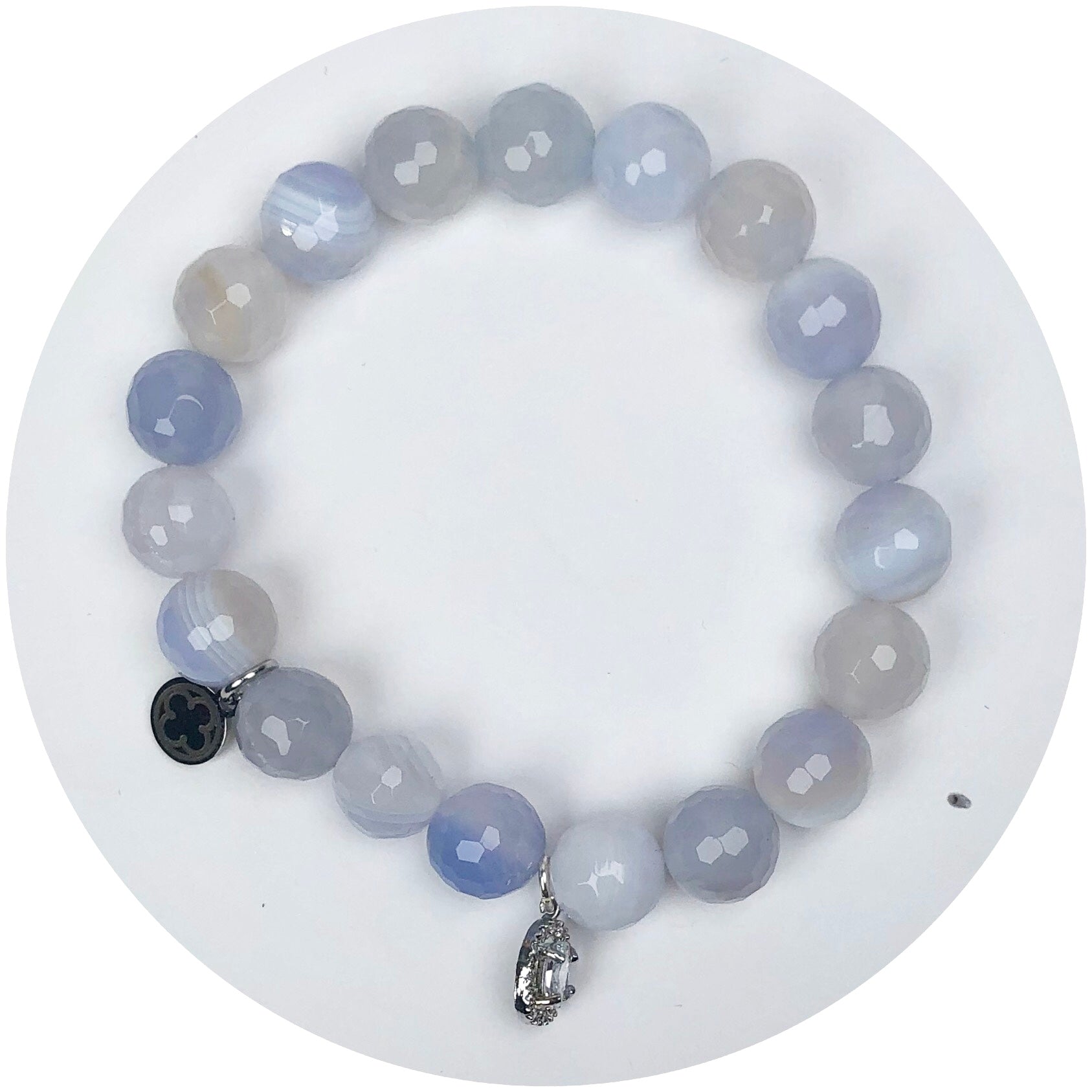 Fogged Periwinkle Jade with Pavé Clear Crystal Pendant