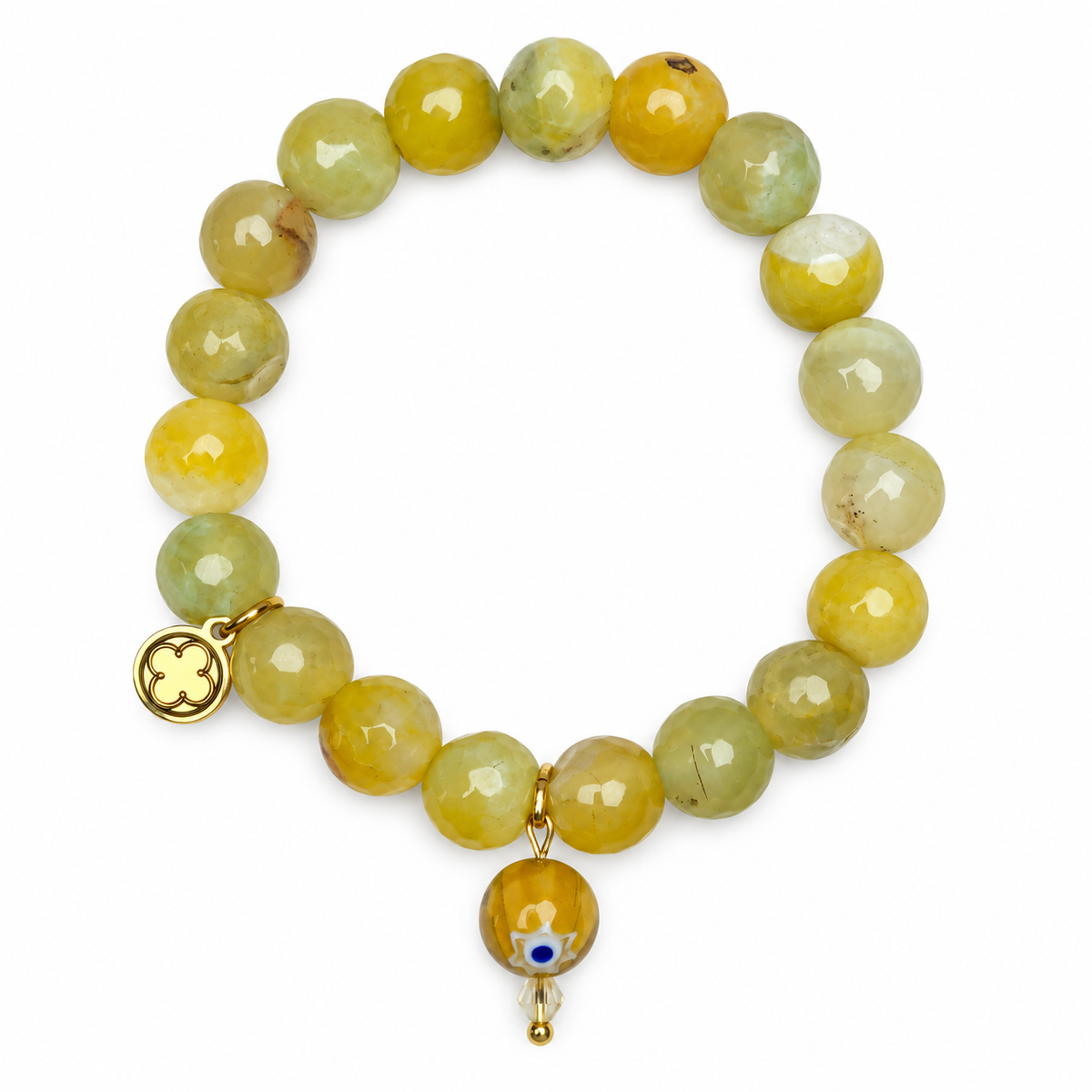 Golden Honey Agate with Yellow Millefiori Pendant