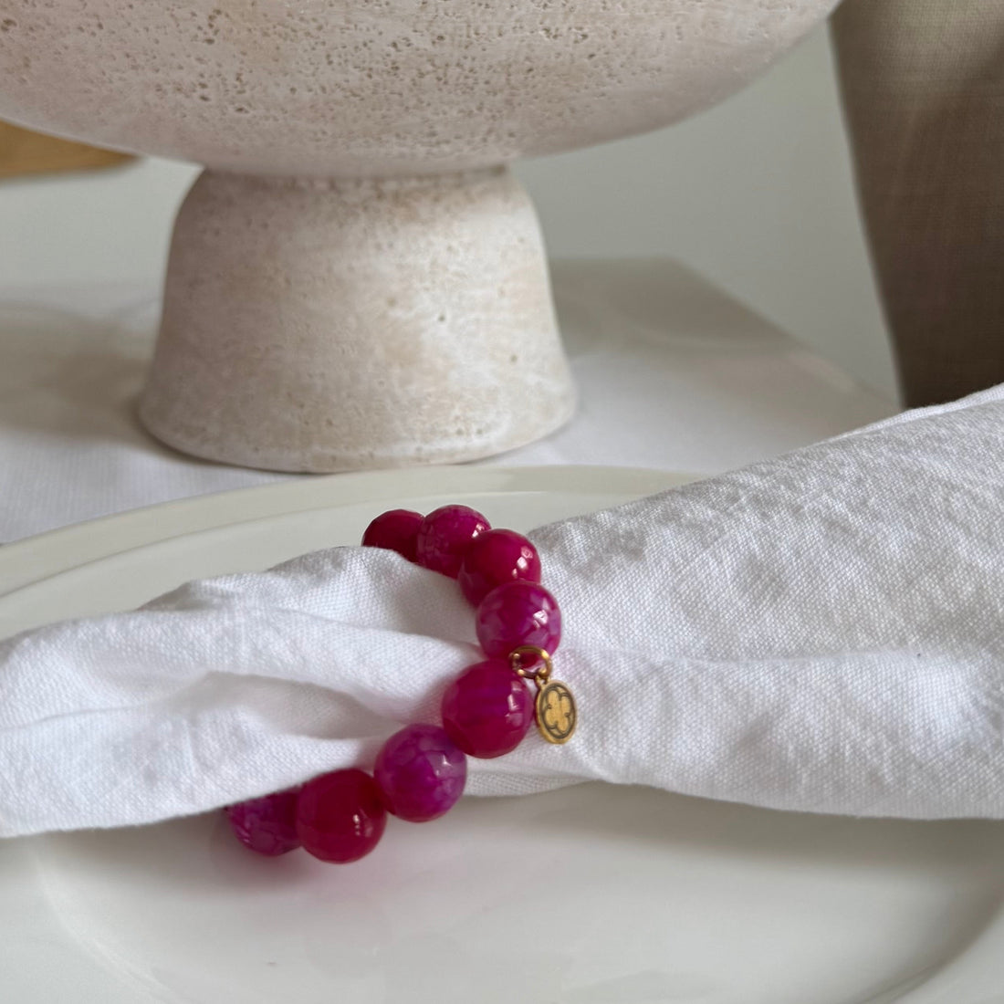 Magenta Jade Napkin Rings - Set of 4