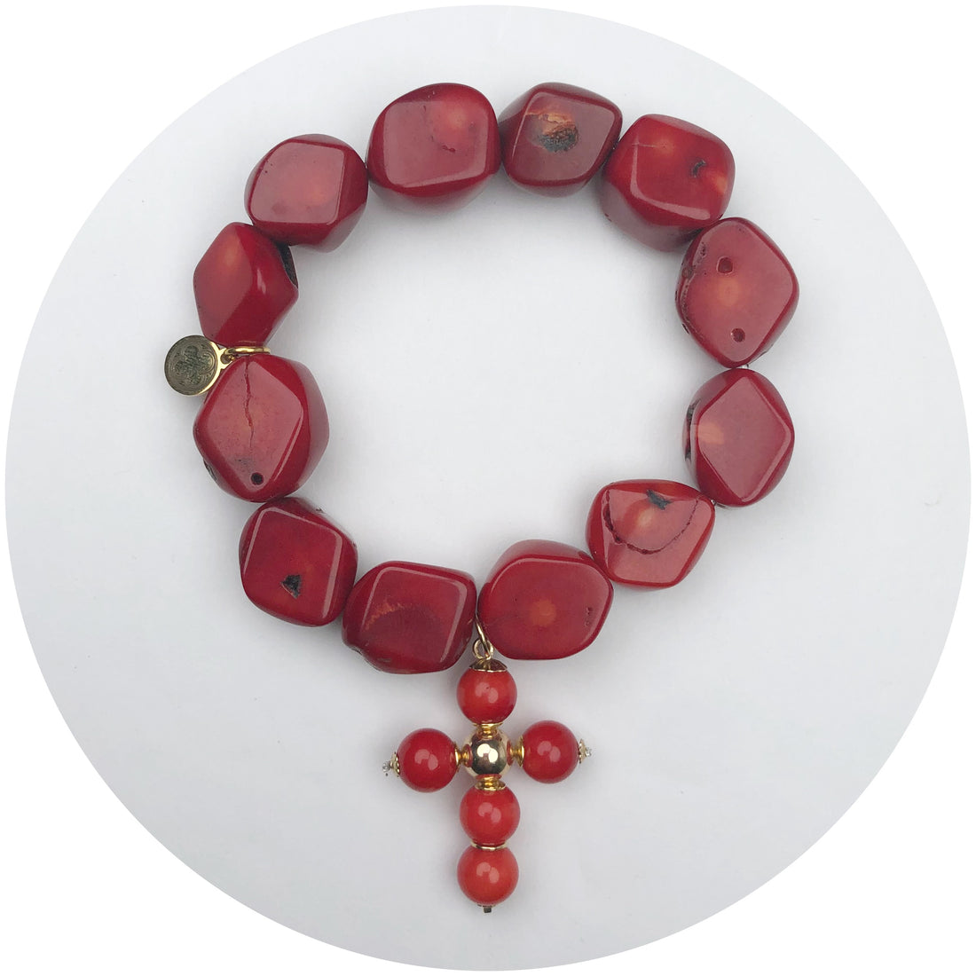 Red Coral Nugget with Red Coral Cross
