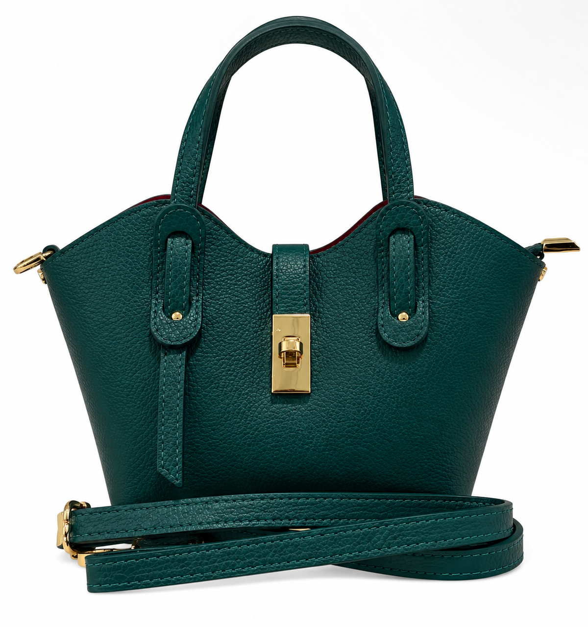 Alessia Teal Mini Leather Tote with Crossbody Strap